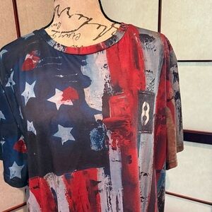 Men's Red & Blue Graphic Flag T-Shirt